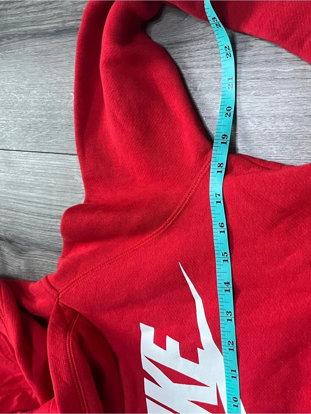 Nike Kids Red Hoodie Spellout White Swoosh Deep Hood Size Medium